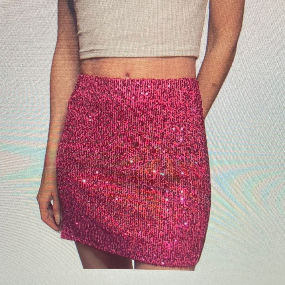 Pink Sequin Mini Skirt
